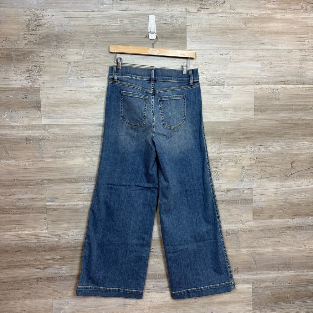 SPANX Seamed-Front Wide Leg Jeans - Blue Pull-On Shaping Denim - Size M - Picture 12 of 13